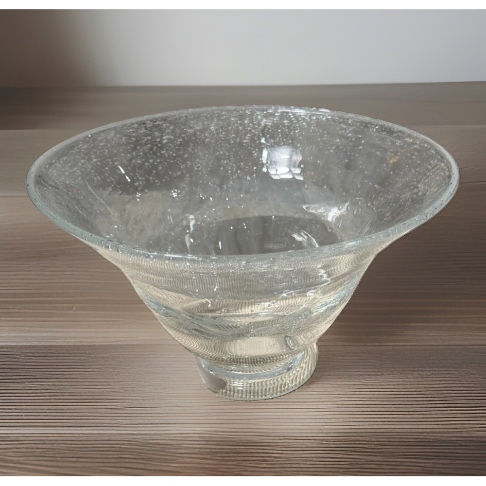 Vintage Hand Blown Controlled Bubble Glass Footed Bowl Simon & Pierce Shelburne